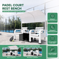 Banc de repos pour terrain de padel en alliage d'aluminium, 2 places, table de rangement, pieds antidérapants, revêtement poudré, sièges extérieurs pour padel