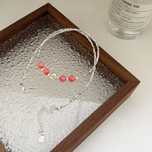 Yinruitai S925 Sterling Silver Beaded Necklace Colorful <b>Candy</b> Tone Collarbone Chain For Women Everyday Wear - Product Image 2