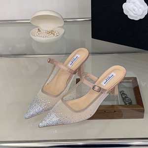 2026 New Arrival Rhinestone Pointed <b>Toe</b> <b>Closed</b>-<b>Toe</b> Slippers for Women - Elegant and Versatile High <b>Heels</b> - Product Image 2