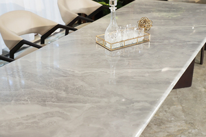 Juego de mesa de comedor de estilo nórdico, mesa de comedor rectangular de 6 plazas, diseño moderno de mármol blanco - Product Image 3