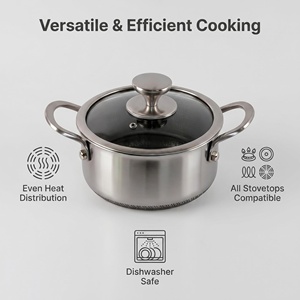 <span class=keywords><strong>Olla</strong></span> para Sopa Clásica de Acero Inoxidable de 3 Capas, con Doble Asa, Compatible con Inducción, Gas y Eléctrico, Apta para Lavavajillas, OEM, Personalizable con Vidrio - Product Image 2