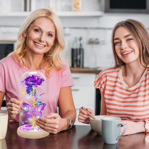 Cadeaux de fleurs artificielles pour maman, femme, petite amie, cadeaux d'anniversaire pour femme, épouse, roses violettes, cadeaux pour la Saint-Valentin, anniversaire de mariage - Product Image 4