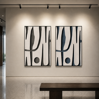 Décoration Murale Moderne Minimaliste en Relief 3D, Peinture sur Toile Texturée Abstraite en Plâtre, Encadrée, Décoration Murale Neutre pour Hôtel et Salon