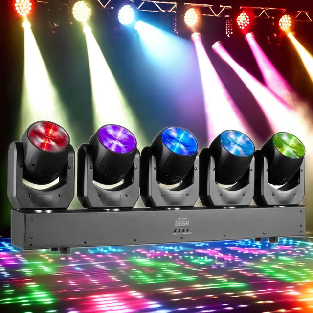 Fullcolor RGBW Warm White LED Tornado 5*60W Scanner Beam Moving Head Light DMX512 Chasing Effect DJ Concert Event Show Stage