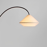 Lampadaire Arqué LED Lumière Chaude Cadre Métallique Abat-jour en Tissu pour Salon Chambre Coin Lecture