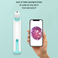 Extracteur de points noirs portable à pompe à air avec grossissement 30x, trois embouts en silicone interchangeables, chargement USB-C, soin des pores
