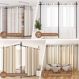 Ardooy 25mm miễn phí đứng hiện đại kim loại thép dọc căng thẳng phân vùng thanh phòng chia màn hình đen trắng điều chỉnh nghệ thuật - Product Image 6
