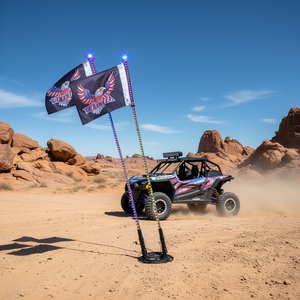 2 Pcs 3 Ft Led <b>Whip</b> <b>Light</b> With Flags For UTVs ATVs Off Road Vehicles RGB Chasing App Control Waterproof Aluminum Alloy - Product Image 2