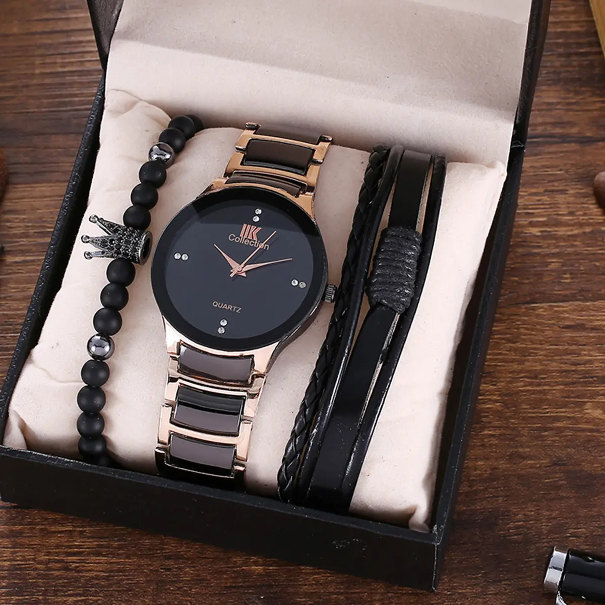 Relógio de quartzo casual de negócios com pulseira de relógio de malha de aço inoxidável para homens, moda minimalista