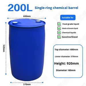 Extra dicke 200L quadratische Kunststoff-Doppel ring trommel mit offenem Deckel 9,5 kg Schmier mittel abfall Flüssigkeit Bruchs ichere Diesel-Chemie trommel - Product Image 2