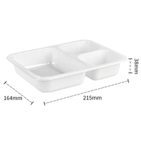 Barquettes alimentaires en plastique CPET personnalisées en usine, noires/blanches, à 3 compartiments, double compartiment, résistantes au four, avec couvercle