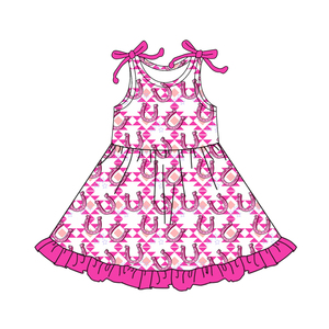 Preventa MOQ 5, Ropa de Verano Estilo Occidental para Niñas en Rosa Azteca, Vestidos para Hermanas al por Mayor, Conjuntos de Boutique para Niños, Ropa a Precio de Fábrica - Product Image 2