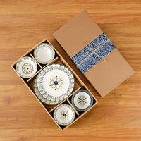 Ensemble de vaisselle en céramique colorée imprimée par tampographie, assiettes en porcelaine, style bohème pour la maison et les cadeaux