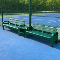 Banc de repos double combiné en métal, couleur personnalisée, pour équipe, avec table centrale intégrée, pour projets de terrains de sport