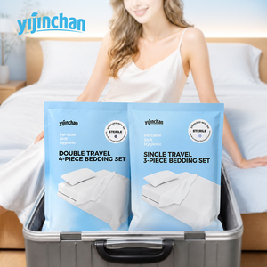 Wegwerp 4-delige beddengoedset, PP non-woven EO steriel reisbaar beddengoed voor 2 personen, hotel tweepersoonsbed groothandel - Product Image 1