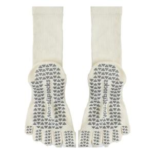 Campione gratuito all'ingrosso Design personalizzato Yoga Mid-tube calzini traspiranti punta cinque dita antiscivolo sport Grip calzini Pilates - Product Image 4