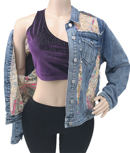 Giacca Vintage Y2K Streetwear da <span class=keywords><strong>donna</strong></span> in Denim lavato con pizzo <span class=keywords><strong>a</strong></span> <span class=keywords><strong>fiori</strong></span> dolci Prendas De Vestir da <span class=keywords><strong>donna</strong></span> - Product Image 6