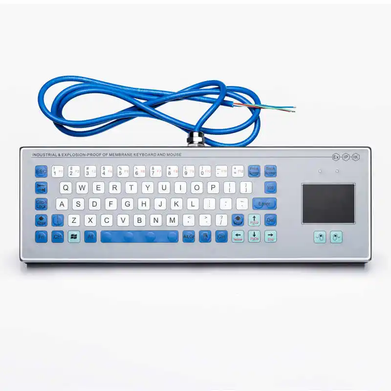 Teclado de Metal con panel táctil para ordenador de escritorio, periférico con 81 teclas, resistente al agua IP68, con Touchpad, Industrial, a prueba de explosiones