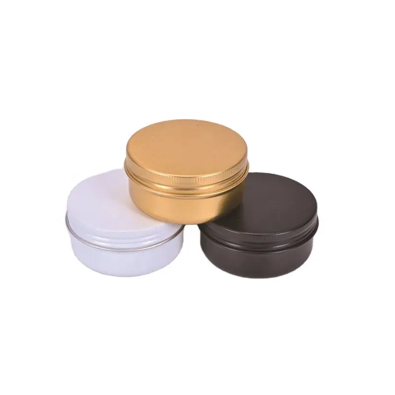 empty Body scrub beard wax lip balm Cream Container 10g 15g 20g 30g 50g 60g 80g 100g 150g gold black white Screw Aluminum Jar