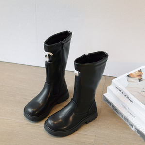 In Stock <b>Spring</b> Autumn Winter Girl's Single High <b>Boots</b> Shoes Kids Children's Princess Leather Black <b>Boots</b> - Product Image 2