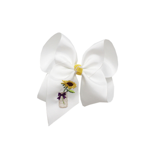 Anpassbare Ripsband-Stickerei Blumen-Haarschleifen für Schulanfang-Party Haarspangen für Kinder - Product Image 4