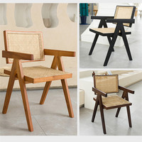 Vente en gros de fauteuil d'étude à domicile chaise en bois massif chaise haut de gamme chaise tissée en rotin hôtel de bureau