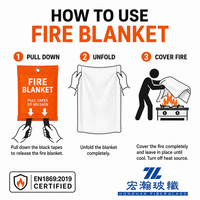 Couverture anti-feu certifiée SGS, 100% fibre de verre, couverture d'extinction d'incendie d'urgence, couverture de sécurité à libération rapide avec boucle de suspension