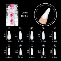 500 Uds./caja Uñas Postizas Blancas, Uñas Artificiales de Extensión, Puntas de Uñas de Gel Suave Tipo Ataúd