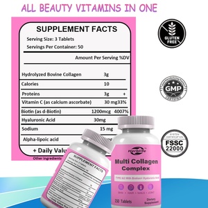 Prix d'usine OEM, vente chaude, <span class=keywords><strong>comprimés</strong></span> de peptides de collagène marin avec <span class=keywords><strong>acide</strong></span> <span class=keywords><strong>hyaluronique</strong></span> pour la santé de la peau, des cheveux, des ongles et des articulations - Product Image 3