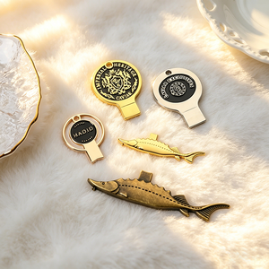 Ouvre-boîte à caviar en alliage de zinc, ouvre-boîte métallique personnalisé avec logo, finition or et argent, émaillé, pour emballage de fruits de mer, OEM ODM - Product Image 4