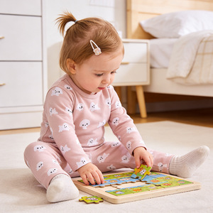 Kids Tales Primavera/Otoño, Nuevo Conjunto de Pijama de Algodón Tejido para Niños, <span class=keywords><strong>Ropa</strong></span> de Casa con Dibujos Animados de Animales - Product Image 4
