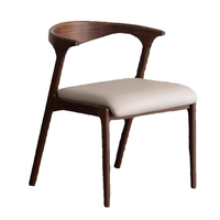 Chaises de salle à manger minimalistes en bois massif, style Mid-Century Modern, avec dossier en bois de frêne finition pores ouverts et assise en cuir PU.
