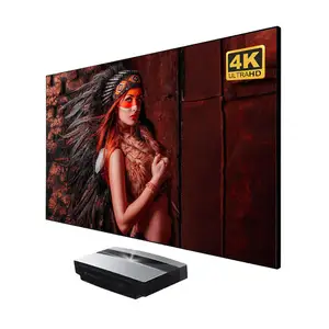 Lazer TV projeksiyon perdesi 120 inç ortam ışığı Ultra kısa atış, sabit çerçeve ekranı için ALR projeksiyon ekranını reddediyor