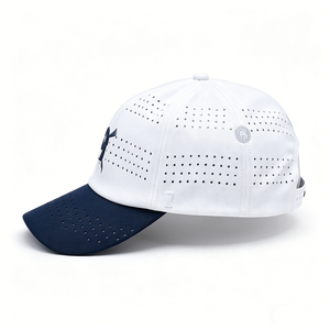 Casquette de golf et de baseball perforée blanche marine avec broderie de logo, respirante et réglable, pour hommes et femmes, en tissu standard - Product Image 5