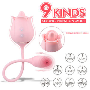 Versand fallen 2 In 1 Rose Flower Doppel köpfiges Ei Springen Saugen Vibrator Weibliche Masturbation Adult Fun Produkt - Product Image 3