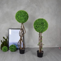 Arbres en plastique avec boules artificielles de 80 cm, tronc naturel, fleurs de cerisier, herbe artificielle, décorations de mariage en extérieur, feuilles en plastique et en acier