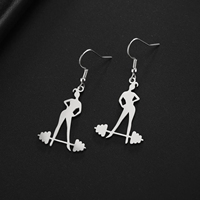 Pendientes de Acero Inoxidable Color Dorado para Mujer, Regalo de Cumpleaños 2023, Pendientes Colgantes para Gimnasio, Ejercicio y Levantamiento de Pesas