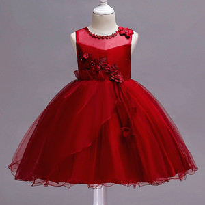 Princess Tulle Dress For Girls Burgundy A-Line Strapless Flower Girl Dress Children's Formal Wear - Product Image 1