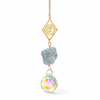 Attrape-soleil en pierre brute de Célestite naturelle, carillon éolien, harmonie Soleil-Lune, ornement suspendu, décoration intérieure, cadeau