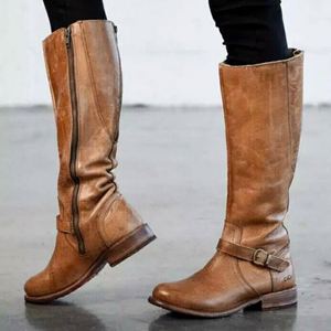 Bottes d'hiver rétro pour femmes, bottes de <span class=keywords><strong>moto</strong></span> à talon bloc - Product Image 5