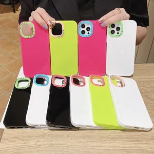 เคสโทรศัพท์มือถือสีทึบกรอบรูป2.0สำหรับ iPhone Samsung