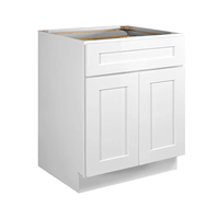 Meuble Bas d'Évier de Cuisine Style Shaker, 1 Tiroir 2 Portes en Contreplaqué Laqué Blanc, avec Charnières et Accessoires pour Normes Américaines