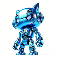 Figur Robot PVC Kustom OEM Warna Biru, Boneka Gaya Cyberpunk Cetakan Injeksi untuk Koleksi & Dekorasi Meja