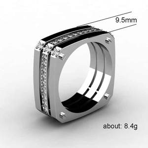 Anello da Uomo in Rame con Micro Zirconi Incastonati, Gioiello da Mano Elegante per Affari e Uso Quotidiano - Product Image 3