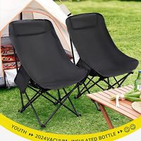 Chaise Moon moderne à dossier haut, pliable, pour l'extérieur, camping, pêche, pique-nique, chaise longue de plage en tissu Oxford