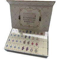 Jeu de Mahjong Américain Vintage 160 pièces – Tuiles Élégantes au Design Ton Bijou avec Dos Effet Écaille de Tortue Dorée pour Fêtes en Famille
