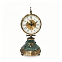Horloge de table décorative rétro classique, mouvement à quartz silencieux, base en marbre, horloge de bureau pour la décoration de la maison, de la chambre à coucher et du bureau