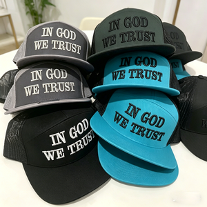 Gorras Trucker Personalizadas con Logotipo Bordado en 3D de Alta Calidad, Gorras Snapback Negras Estructuradas de 7 Paneles para Adultos, 100% Algodón, con Apliques - Product Image 4