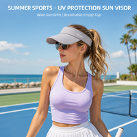 Casquette de soleil unisexe personnalisée avec logo imprimé, couleur unie, UPF50+, 100% polyester, séchage rapide pour le tennis et le baseball