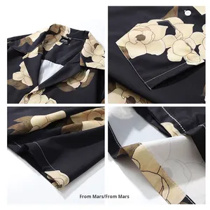 Áo Cardigan giản dị in tranh sơn dầu Hoa Nửa Đêm cho nam Áo len dệt chéo Cotton 100% Hawaii cổ áo ngắn tay dáng rộng vừa vặn phong cách Cuba - Product Image 3